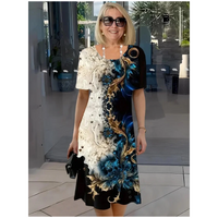 Greya - weiches, florales A-Linien-Sommerkleid – Marine