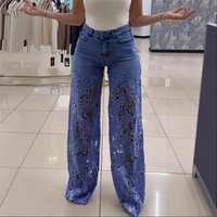 Luniva™ - Patchwork-Jeans mit Eleganter Spitze – Dunkel blau