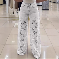 Luniva™ - Patchwork-Jeans mit Eleganter Spitze – Weiß