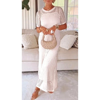 Valesse - Soft-Touch Maxikleid im Lagenlook – Weiß