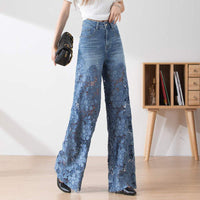 Annelore™ Schicke Spitzen-Jeans – Blau