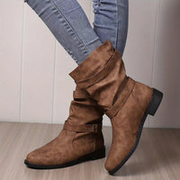 Belvia™ - Damenstiefeletten im Vintage-Stil mit Niedrigem Absatz und Schnallendetail – Dunkel braun