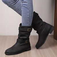 Belvia™ - Damenstiefeletten im Vintage-Stil mit Niedrigem Absatz und Schnallendetail – Schwarz