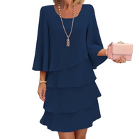 Nira - Kleid mit weichem Griff und Rüschensaum – Marine