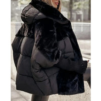 Yohan - Patchwork-Puffer mit Kapuze für Dame – Schwarz