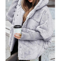 Yohan - Patchwork-Puffer mit Kapuze für Dame – Grau