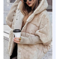 Yohan - Patchwork-Puffer mit Kapuze für Dame – Beige