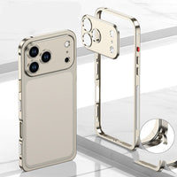 Metallrahmen-iPhone-Hülle mit Wärmeableitung und Seepferdchen-Schnallen-Design – Titan