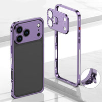 Metallrahmen-iPhone-Hülle mit Wärmeableitung und Seepferdchen-Schnallen-Design – Violett