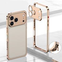 Metallrahmen-iPhone-Hülle mit Wärmeableitung und Seepferdchen-Schnallen-Design – Gold