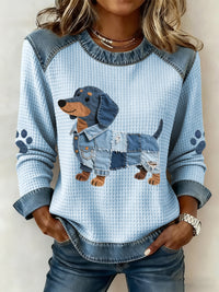 Clara | Niedlicher Dackel mit Patchwork-Details – Blau