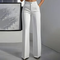 Damen-Anzughose mit hoher Taille – Weiß