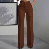 Damen-Anzughose mit hoher Taille – Braun