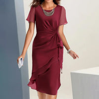 Arletta - Softtouch-Kleid mit geraffter Taille – Burgunder