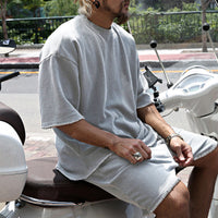 Eamon - lässiges Oversize T-Shirt- und Shorts-Set – Hellgrau