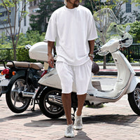 Eamon - lässiges Oversize T-Shirt- und Shorts-Set – Weiß