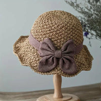Coralie - Handgefertigter Sonnenhut mit Schleife – Khaki