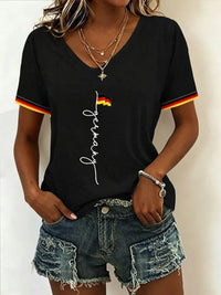 Damen-T-Shirt mit Deutschland-Print – Schwarz