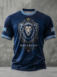 Herren-T-Shirt mit deutschem bayerischem Löwen-Print – Marine