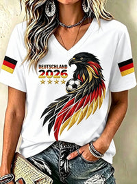 Frauen Deutschland Fußball Fan Bedrucktes T-Shirt – Weiß