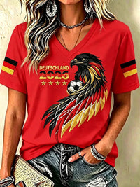 Frauen Deutschland Fußball Fan Bedrucktes T-Shirt – Rot