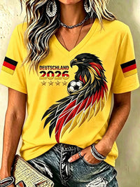 Frauen Deutschland Fußball Fan Bedrucktes T-Shirt – Gelb