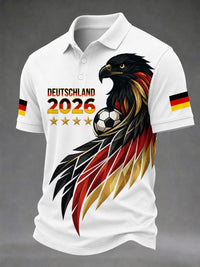 Herren deutscher Fußballfan bedrucktes lässiges T-Shirt – Weiß