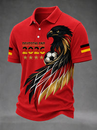 Herren deutscher Fußballfan bedrucktes lässiges T-Shirt – Rot