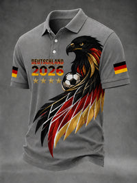 Herren deutscher Fußballfan bedrucktes lässiges T-Shirt – Grau