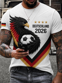 Herren-T-Shirt mit deutschem Fußballfan-Print und kurzen Ärmeln – als bild