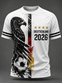 Herren-T-Shirt mit kurzem Ärmel und Fußballmotiv für deutsche Fans – als bild