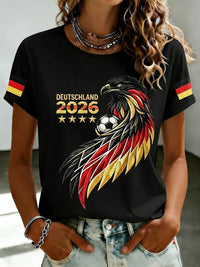 Damen-T-Shirt mit Fußballfan-Print von Deutschland – Schwarz