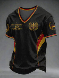 Herren-Fußballfan-V-Ausschnitt-T-Shirt Deutschland – als bild