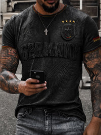 Herren-Fußballfan-T-Shirt mit Deutschland-Print – Schwarz