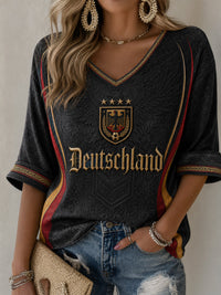 Damen-Deutschland-Fußballfan-Print-Lässiges T-Shirt – als bild