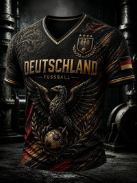 Herren-Fußballfan-T-Shirt aus Deutschland mit V-Ausschnitt und Print – als bild