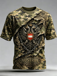 Herren-Casual-T-Shirt mit Aufdruck von österreichischen Naturlandschaften – Armee grün