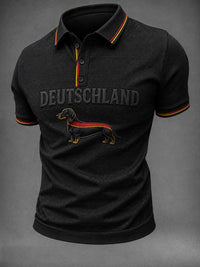 Herren-Dackel-Fußball-Print-Shirt – Schwarz