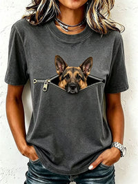 Schönes T-Shirt für Frauen mit Deutschem Schäferhund – Dunkelgrau
