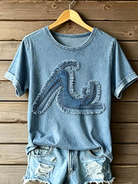 Damen-T-Shirt mit kurzen Ärmeln – blau