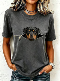 Schönes Rottweiler-T-Shirt für Damen – Dunkelgrau