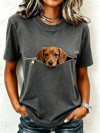 Schönes Dackel-T-Shirt für Damen – Dunkelgrau