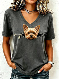 Schönes Yorkshire-Terrier-T-Shirt für Damen – Dunkelgrau