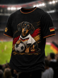 Herren-T-Shirt mit Dackel- und Fußball-Print – als bild