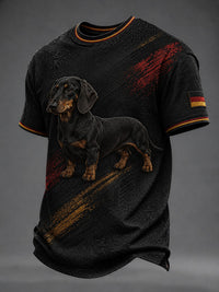 Herren-T-Shirt mit Dackelmotiv – Schwarz