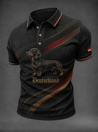 Herren-Dackel-Print-Hemd – Schwarz
