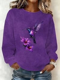 Damen-Sweatshirt mit lila Kunstdruck – als bild