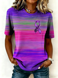 Frauen Alzheimer-Bewusstsein Lila Band Kurzarm T-Shirt – als bild