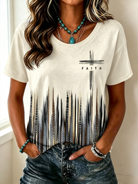 Frauen-T-Shirt mit Glaubensmotiv und kurzen Ärmeln – als bild