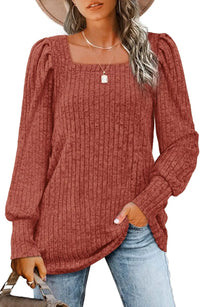 Britta | Lässiger Pullover mit Quadrat-Ausschnitt – Rot